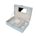 thumbnail image 2 of Large Capacity PU Leather Jewelry Storage Box Earring Necklace Container Holder with MirrorBlue, 2 of 10