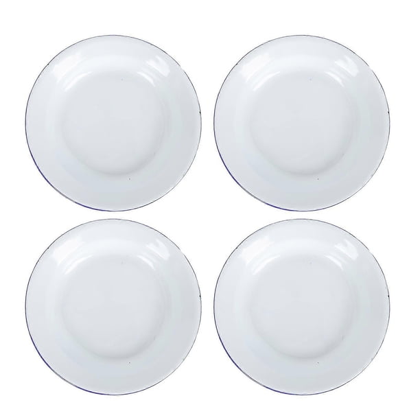 4Pcs Enamel Plates Decorative Enamel Food Dishes Retro Style Fruits Plates for Home Hotel