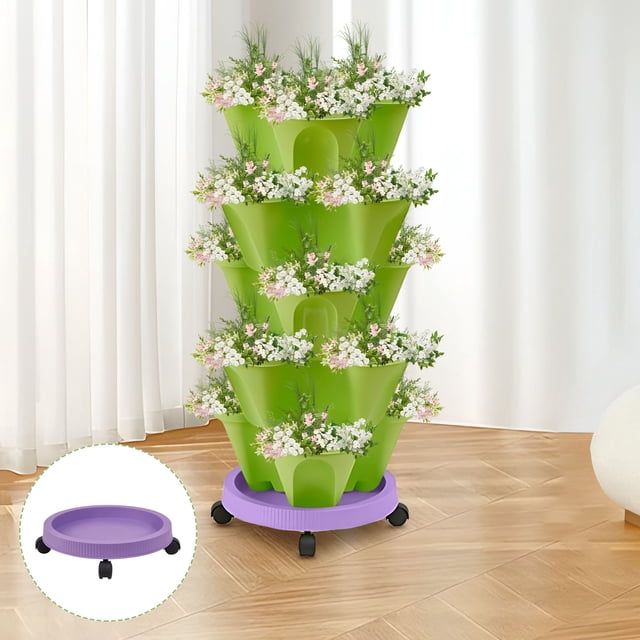 SSZMDLB under $5 Planting Tray, Movable Tray for Pots, Stackable Planting System Base for Strawberry Containers, Three Dimensional Garden Tool for Balcony Patio Greenhouse, Anti Slip Pad