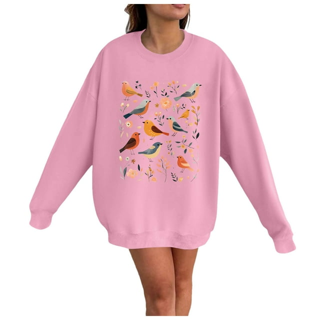 TINZ Mignon Oiseau Chandail en Molleton Col Rond pour Femmes Veste Athlétique Douce avec Capuche Chandails en Molleton Juniors pour Femmes