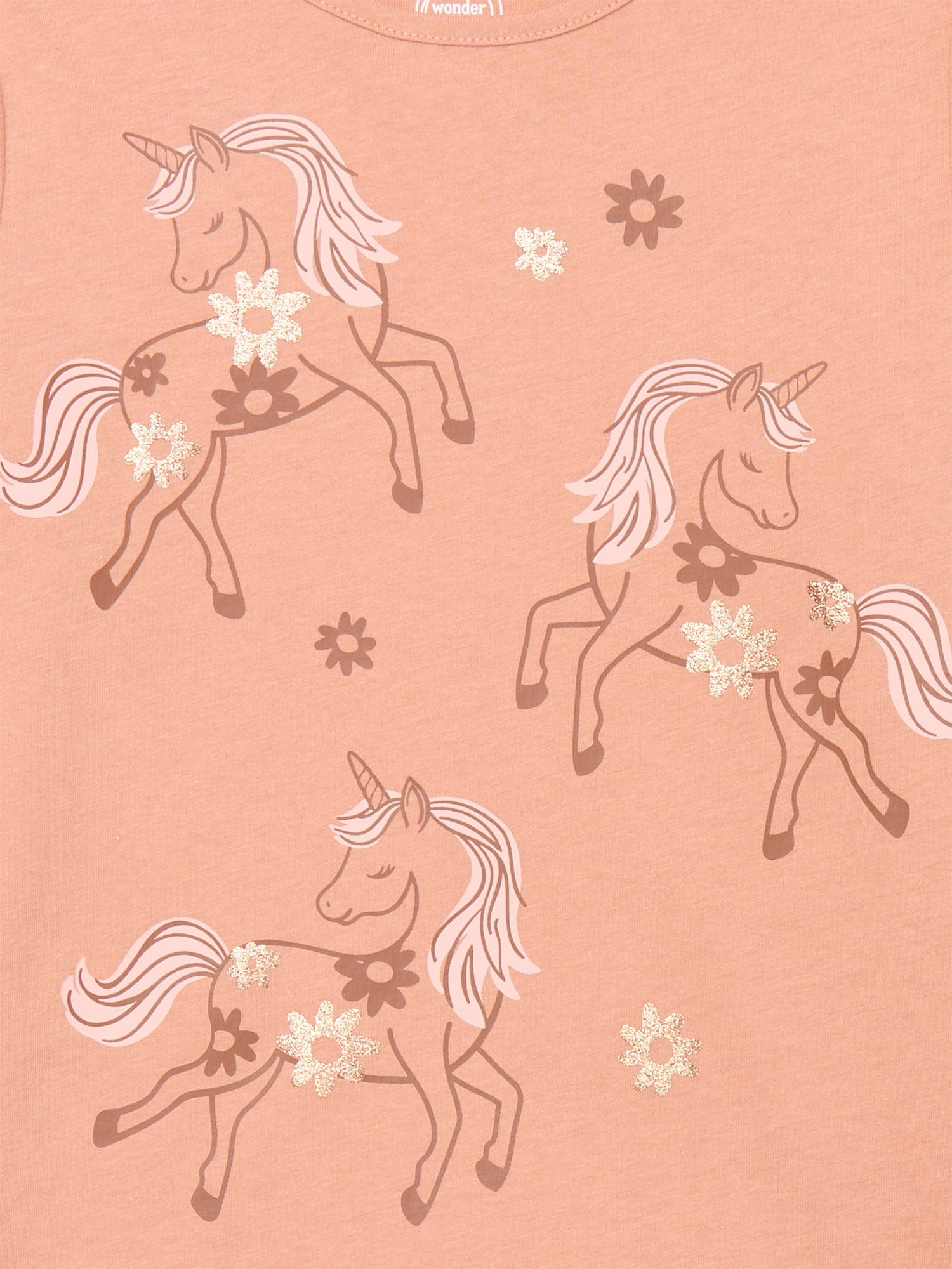 Wonder Nation Little Girls Long Sleeve Graphic Tee, Sizes 4-10