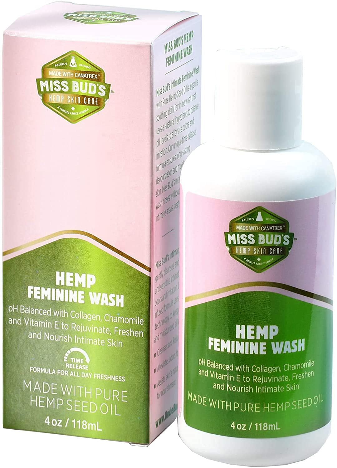 Miss Bud���s Organic Hemp Intimate Feminine Wash Balanced pH Levels Green Tea and Chamomile Extract