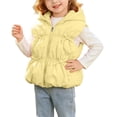 thumbnail image 2 of BCSIOAOI Toddler Girls Puffer Vest,Bunny Ear Hooded Zip Bow Decor Padded Vest with Pockets Yellow 4-5t, 2 of 9