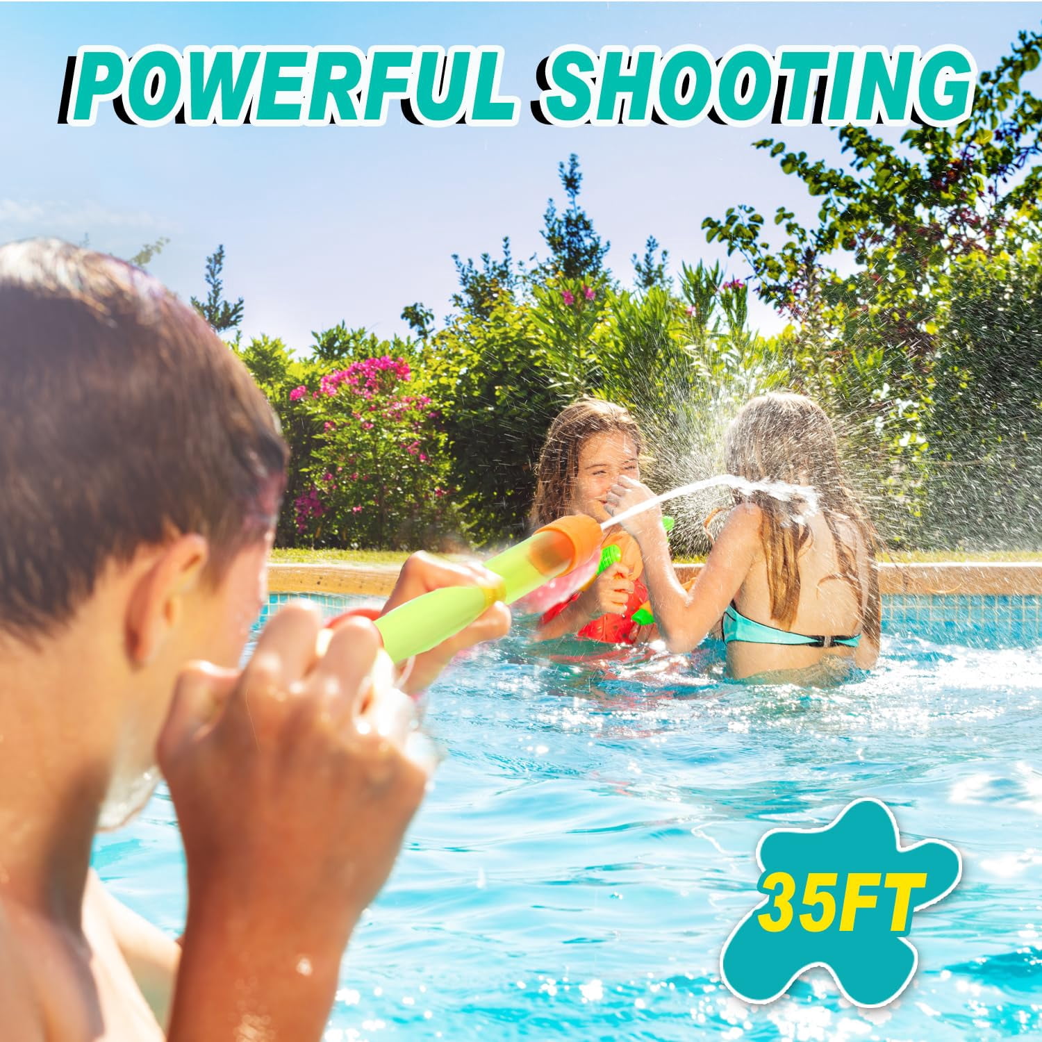 Water Squirt Blaster 4Pack Summer Outdoor Pool Beach Play