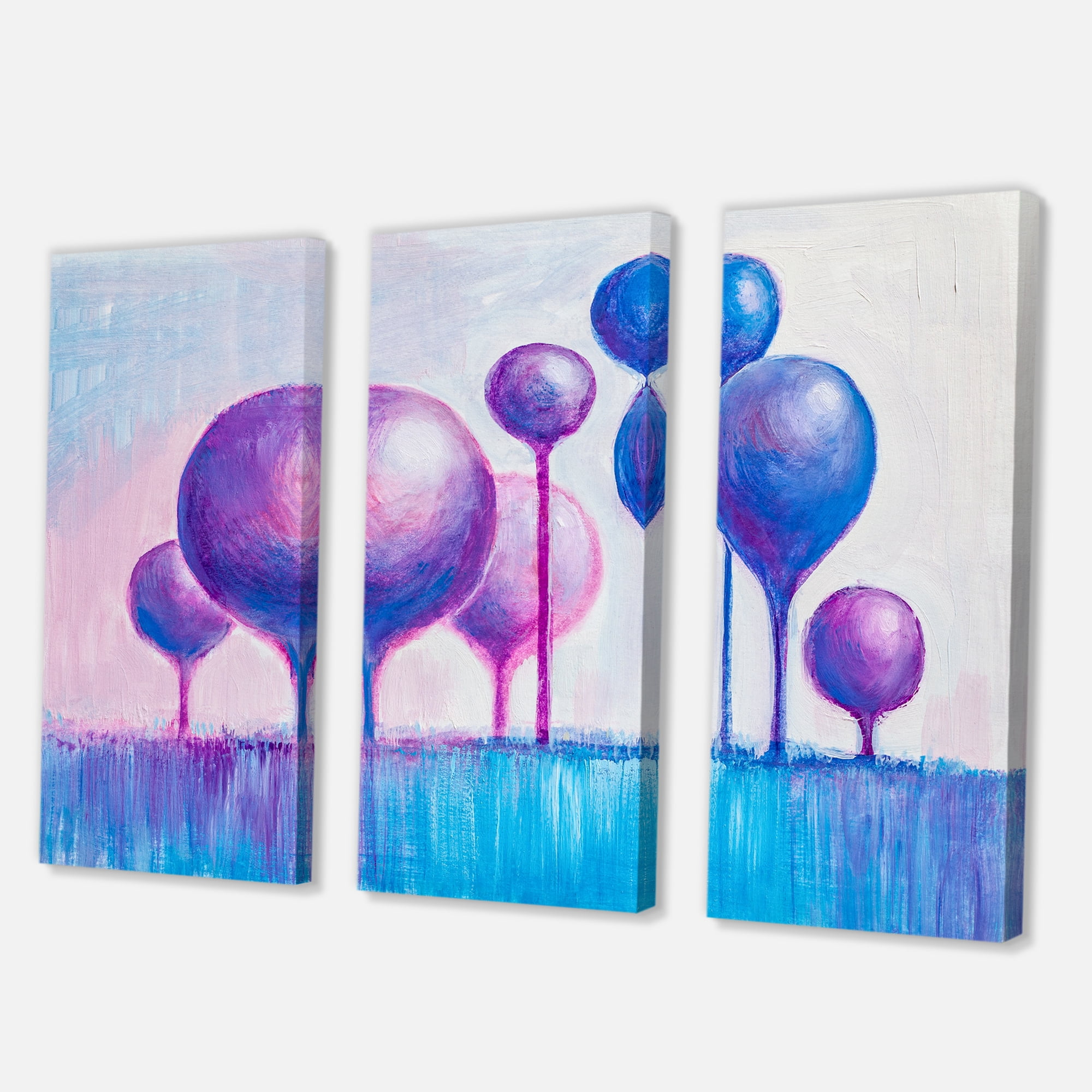 Designart ' Ornamental Colourful Trees I ' Modern Canvas Wall Art Print