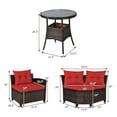thumbnail image 2 of Gymax 4PCS Patio Furniture Set Outdoor Rattan Sectional Sofa Set w/ Red Cushions, 2 of 10