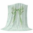 thumbnail image 6 of Green Bow Blanket Soft Cozy Warm Throw Blanket for Couch, Plush Fuzzy Flannel Fleece Blankets for Sofa, Cute Bowknot Minimalist Solid Color Bed Blankets Lightweight Gifts for Women, 50"x60", 6 of 9