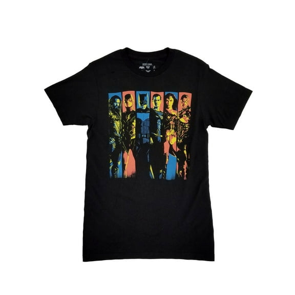 DC Comics Mens Black Justice League Movie Lineup T-Shirt Small