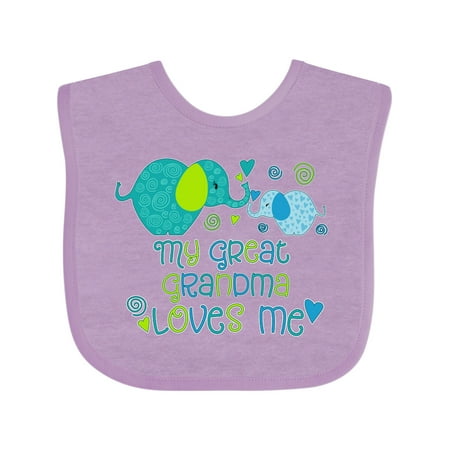 

Inktastic My Great Grandma Loves Me- Cute Elephants Gift Baby Boy or Baby Girl Bib