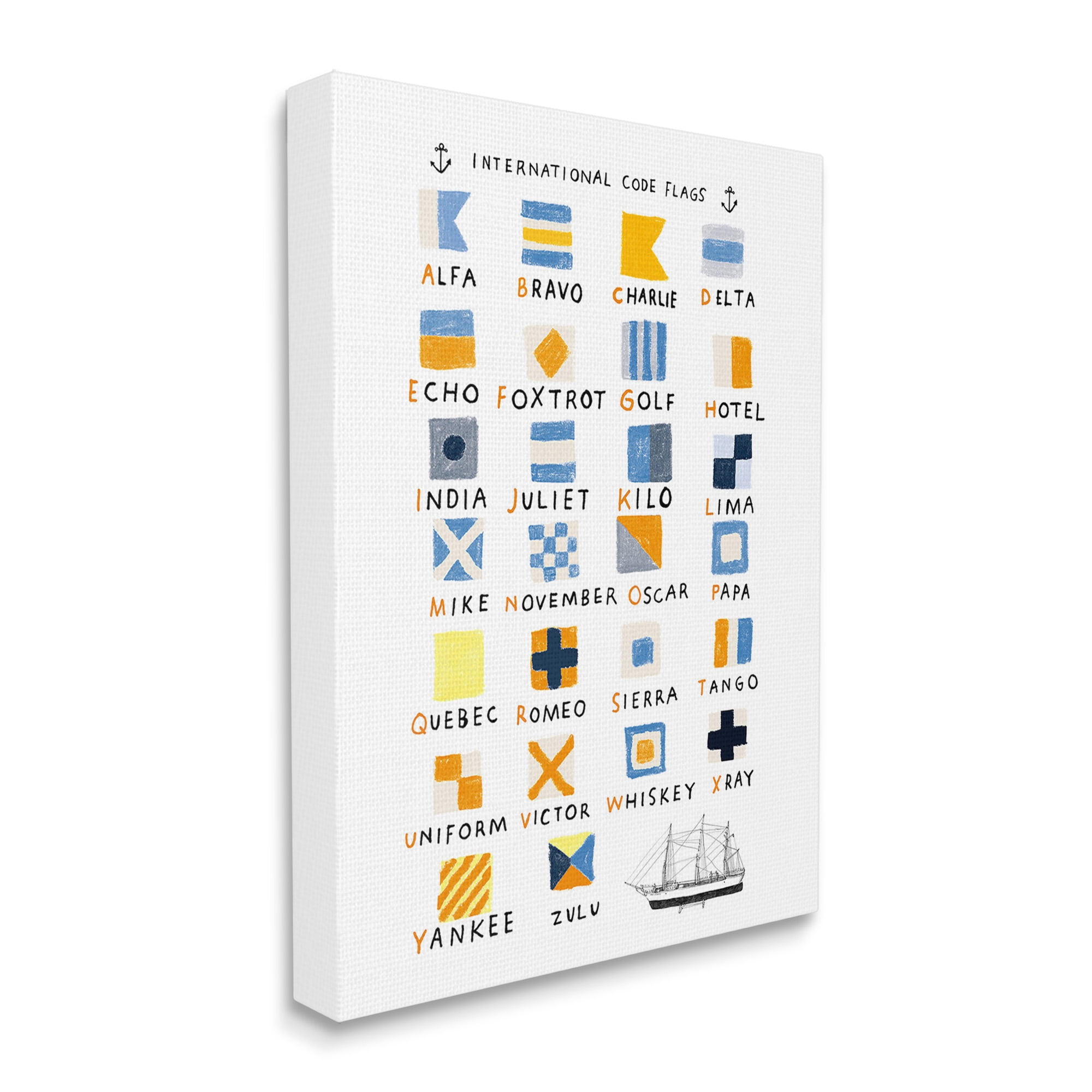 Stupell Industries Nautical Boat Flags Typography Painting Gallery Wrapped Canvas Art Print Wall Art, 16 x 20