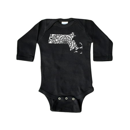 

Inktastic Massachusetts Silhouette Mandala Gift Baby Boy or Baby Girl Long Sleeve Bodysuit
