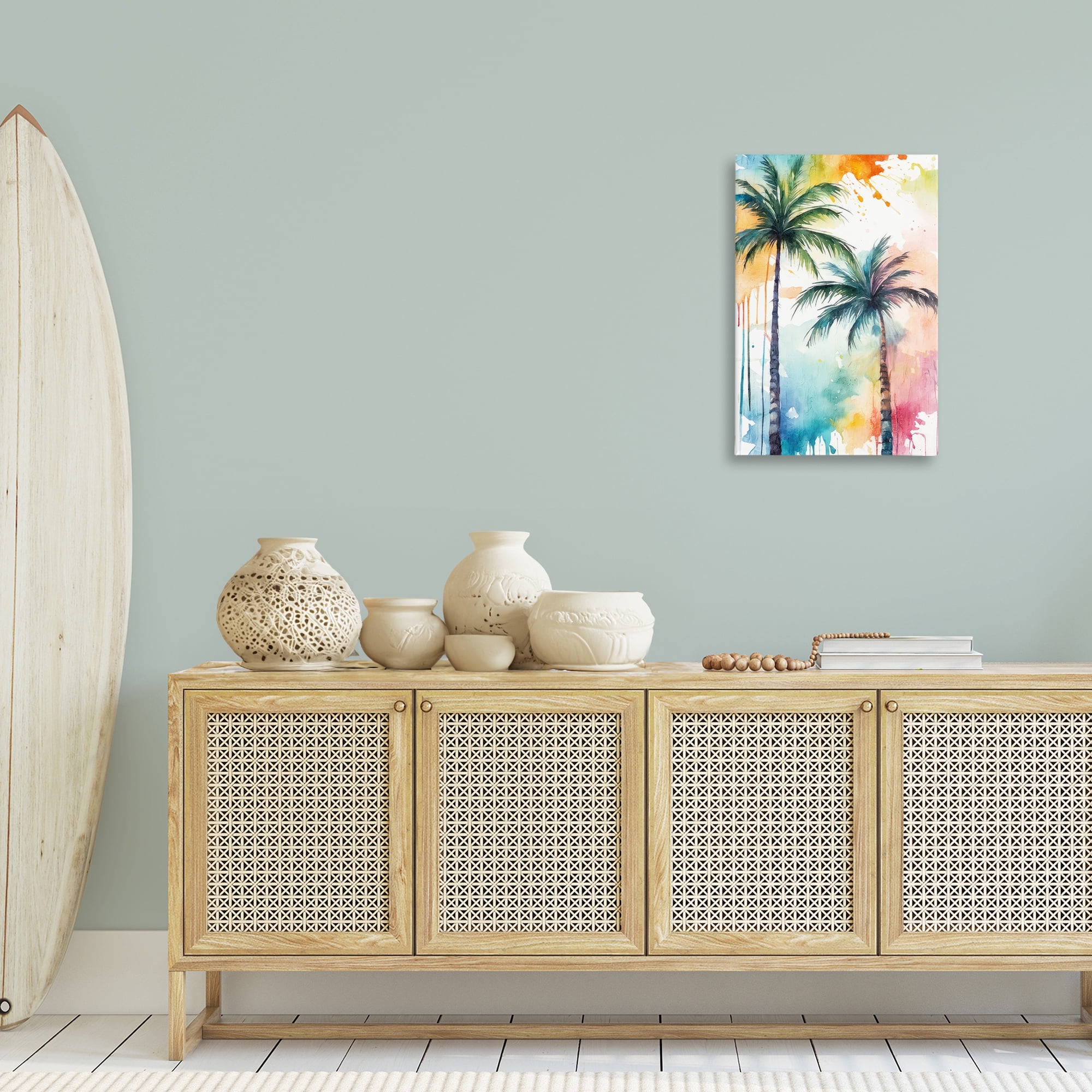 Stupell Industries Paint Splash Palms Botanical & Floral Painting Gallery Wrapped Canvas Art Print Wall Art, 20 x 30