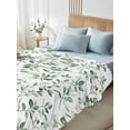 thumbnail image 4 of Sage Green Leaf King Size Flat Sheet, Wrinkleproof & Fadeproof Cooling Flat Bed Sheet Only, Country Eucalyptus Nature Plant Branch Breathable Soft Bedding Top Sheets 105 x 98 Inches, 4 of 8
