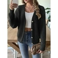 thumbnail image 2 of Womens Cardigan Sweater Fall Winter Fuzzy Button Up Long Sleeve V Neck Soft Chunky Knit Cardigan Black S, 2 of 6