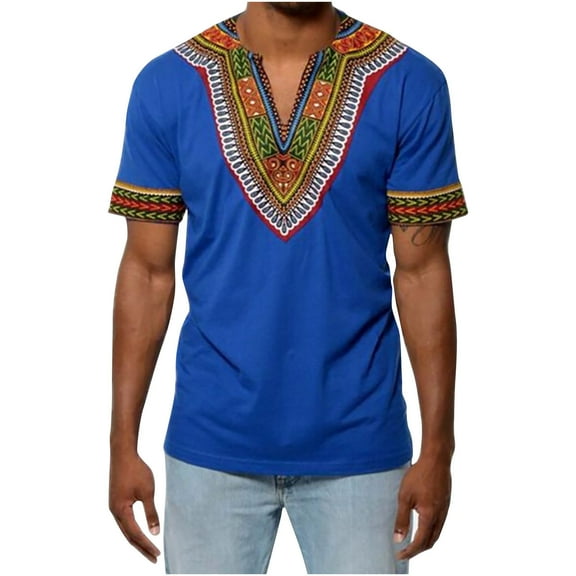 Mens Shirts Summer Men's Casual Ethnic Style Printed Short-sleeved T-shirt Bottom Shirt Top/shirt Blouses