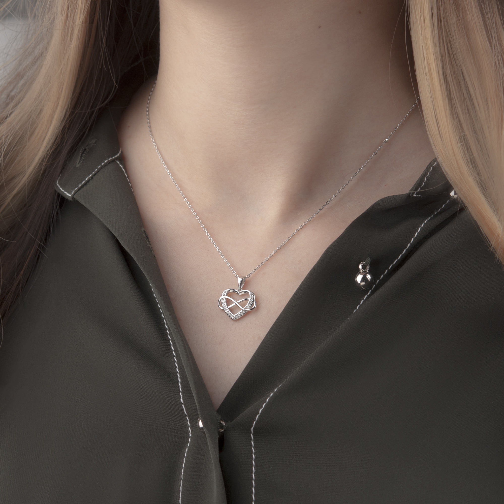 Anavia Girlfriend Mother's Day Gift, 925 Sterling Silver Infinity with Heart Necklace with Card, Valentines Day Gift For Her
