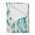 thumbnail image 2 of Geometric Soft Flannel Fleece Throw Blanket, Blue Themed Hexagonal Shaped Abstract Modern Grunge Art Print, Cozy Plush for Indoor and Outdoor Use, 70" x 90", Turquoise White, by Ambesonne, 2 of 5