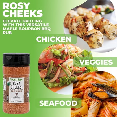 FRESHJAX ROSY CHEEKS ORGANIC MAPLE BOURBON BBQ RUB, 5.2 OZ