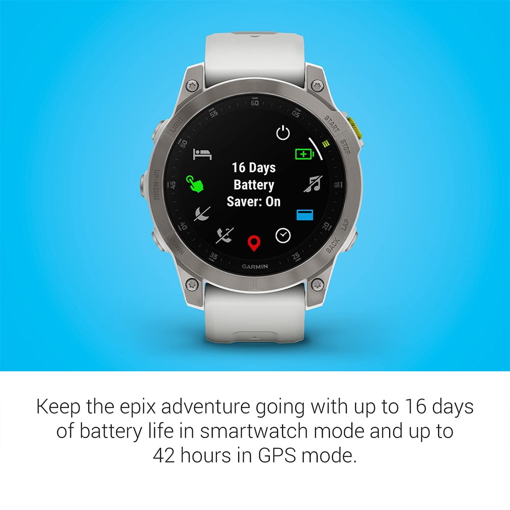 Restored Garmin 010-N2582-20 Epix Gen 2 Premium Active Smartwatch 47 mm White Titanium (Refurbished) Bundle with 2 YR CPS Enhanced Protection Pack