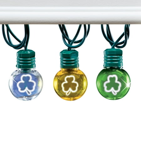 Indoor Globe - Shamrock Globe LED String Lights with Green, Clear, and Yellow Bulbs - St. Patrick's Holiday Décor for Indoors or Outdoors