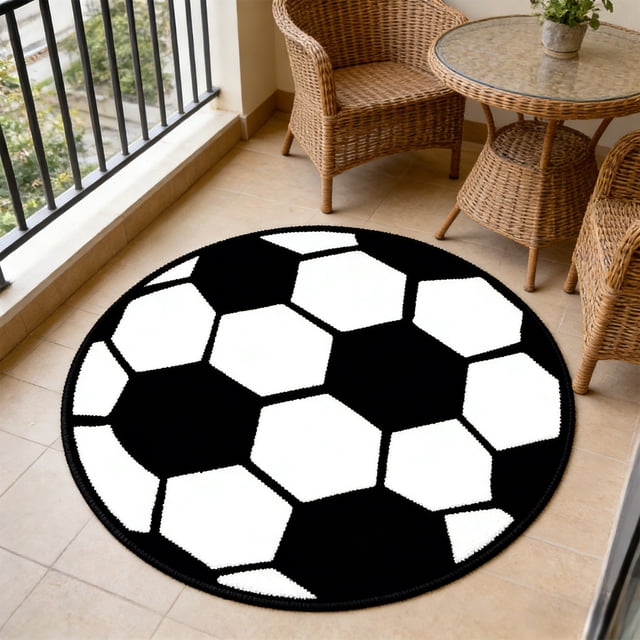 Weloille Football Pattern Area Rug, Non Slip Soft Polyester Floor Carpet, Stain Resistant Washable Decorative Floor Mat for Living Room, Bedroom, Game Room, Bedside and Home Decoration