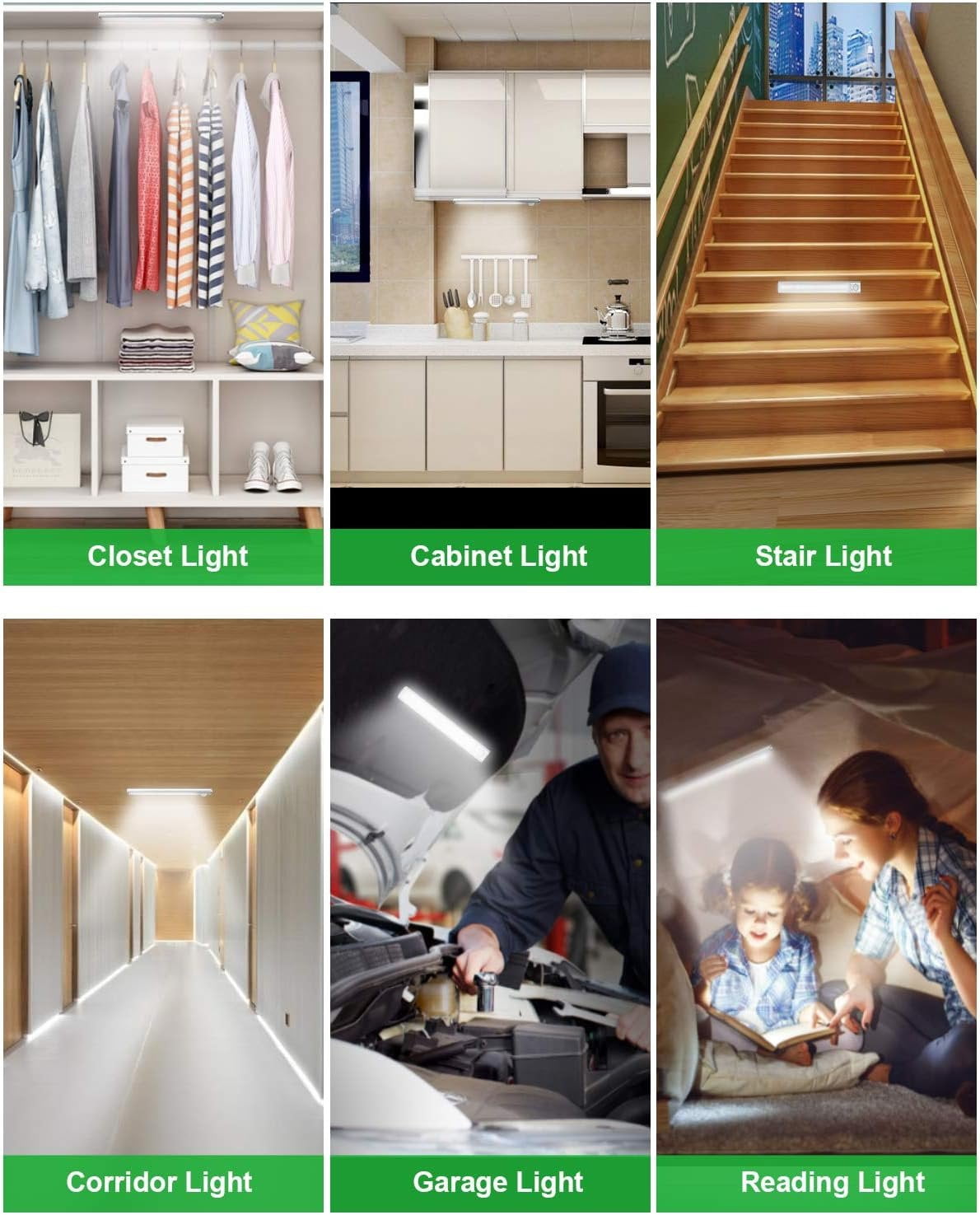 Under Cabinet Lighting 80 LED Closet Light, Motion Sensor lights Indoor USB Rechargeable Dimmable Stick- Night Light Bar for Kitchen, Wardrobe, Garage, Stairs, Bedroom (1 Pack)