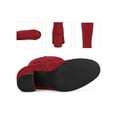 thumbnail image 2 of Women's Round Toe Chunky Heels Knee High Boots Red (Size 9.5), 2 of 5