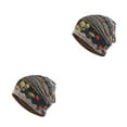 thumbnail image 2 of Gorro Beanie Qarigey Pre-Atado Hijab turbante Ajustable Estiramiento Moda negro floral 2Conjunto, 2 of 6