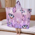 thumbnail image 5 of Purple Butterfly Pattern Hooded Bath Towel，50"x30" for Ages 3 To 12 Kids, Quick Dry Lightweight Soft Microfiber Hood Beach Towel Cover Up for Kids, 5 of 7