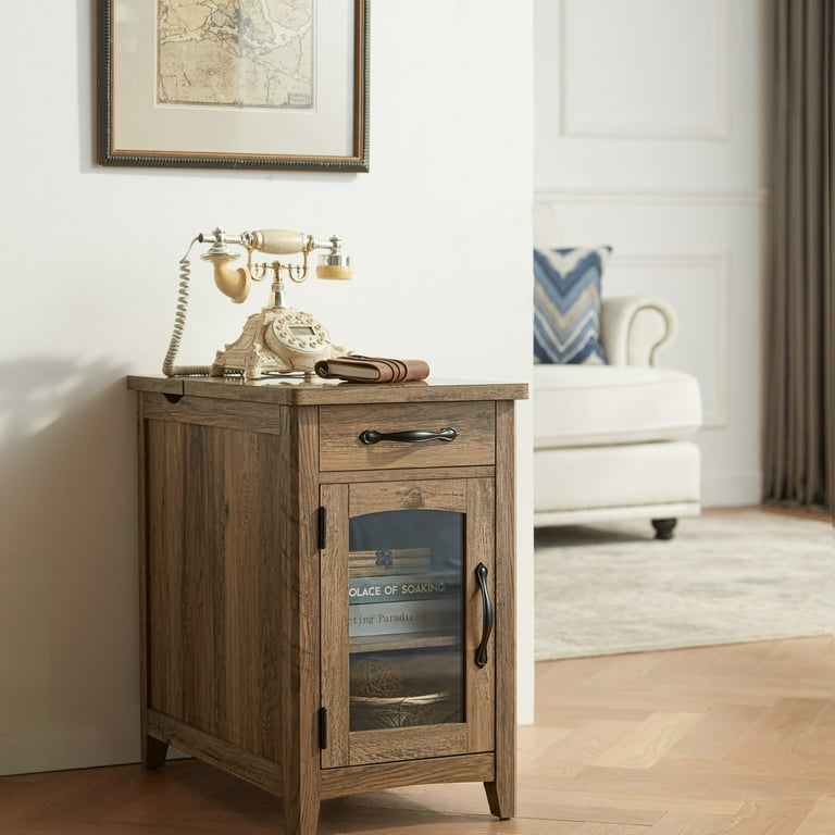 End table with clearance cabinet door
