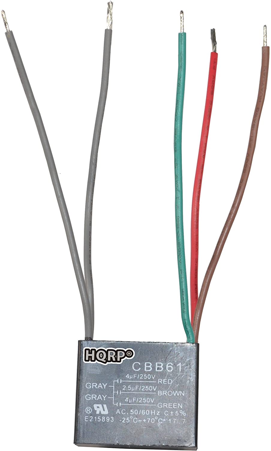 HQRP Ceiling Fan Capacitor CBB61 4uf+2.5uf+4uf 5Wire UL Listed plus