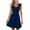 Navy, variant on Njagoc3 Womens Solid Color Square Neck Wide Strappy Dress - Ruffled Ruched Waist Stretchy Ruched Hem Casual Dress
