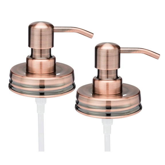 Jarmazing Products Classic Vintage Styled Copper Mason Jar Soap Dispenser Lids - Two Pack - For all Regular Mouth Canning Jars