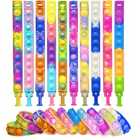 Fidget Pop Bracelet Toys Adjustable and Durable for Kids and Adults 20 Pieces