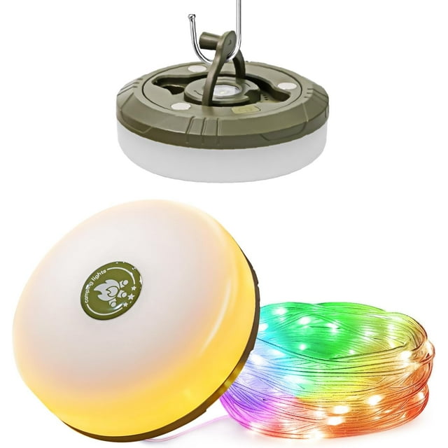 Solar Camping String Lights in Camping Fairy Light .Ft Camping Lights with Modes USB Outdoor String Lights Rechargeable Retractable String Light for Hiking Tent RV