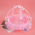 thumbnail image 3 of Cesta portátil de flores de encaje para boda, contenedor de dulces, suministros para ceremonia de fiesta, decoración, color rosa, 3 of 8