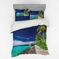 thumbnail image 1 of Ambesonne Ocean Bedding Set 4 Pcs, Beach Palm Trees Sky, Queen, Turquoise Green, 1 of 3