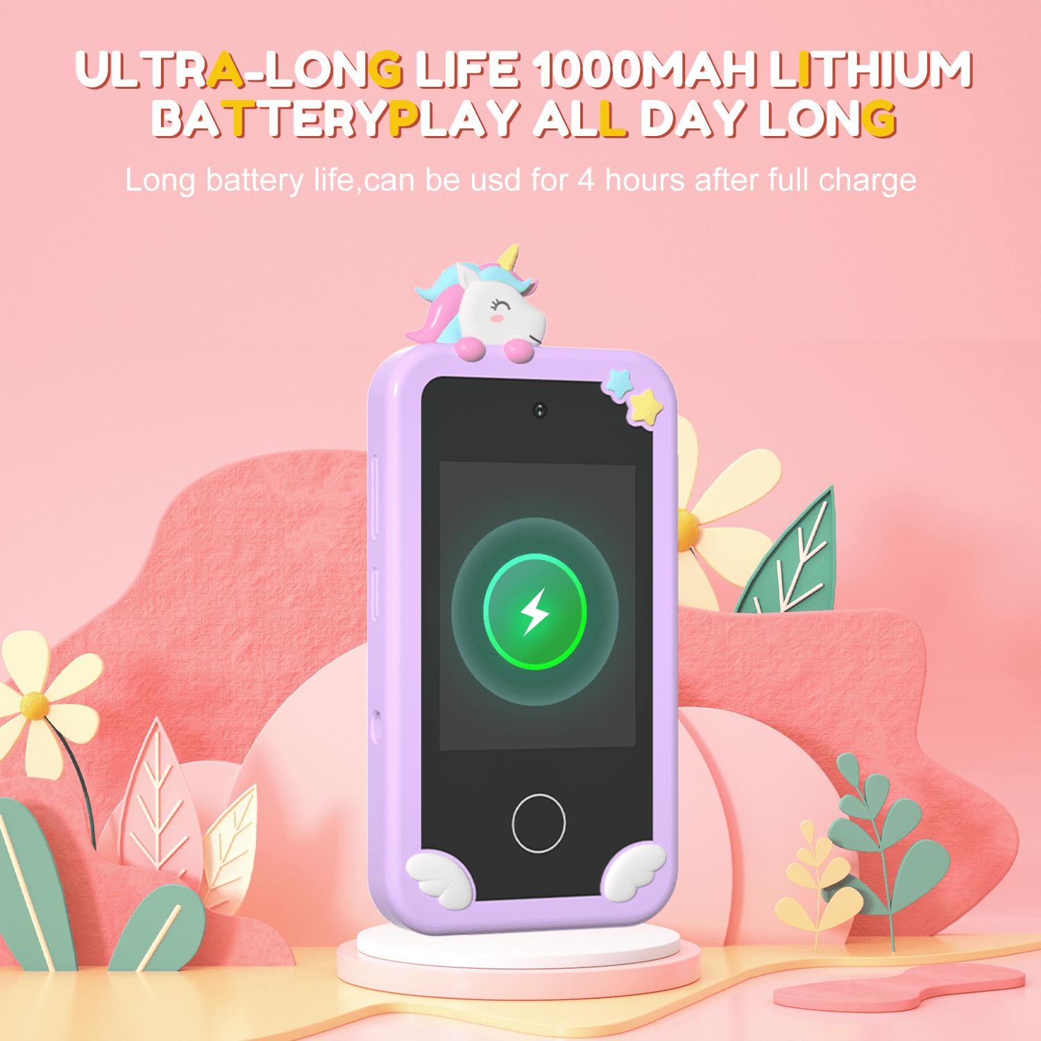 Merryhome Kids Smart Phone for Girls, 2.8" Touchscreen Play Phone with 32G SD Card, Dual Camera, Puzzle Game, Music Player, Christmas Birthday Gifts for Kids Purple