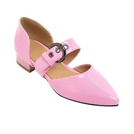

Cglfd Patent Leather Imitation Pigskin Low Heels Ladies Summer Sandals Size 35-43