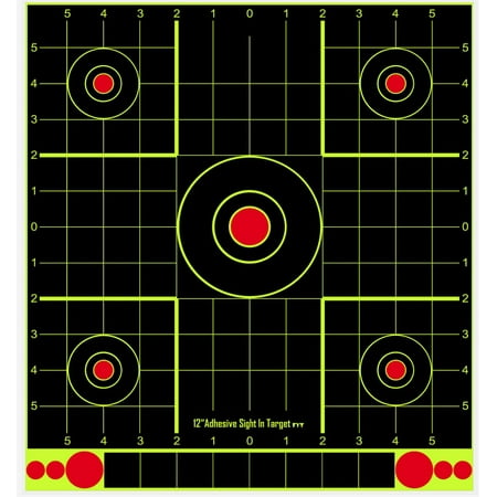 Atflbox 25pcs Splatter Adhesive Bullseye Fluorescent Yellow Shooting Target Stickers Range BB Gun Airsoft Rifles (12 x 13 )