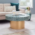 thumbnail image 2 of Linon Table Basse Capiton en Bois de Peyton Bleu Sarcelle, 2 of 11