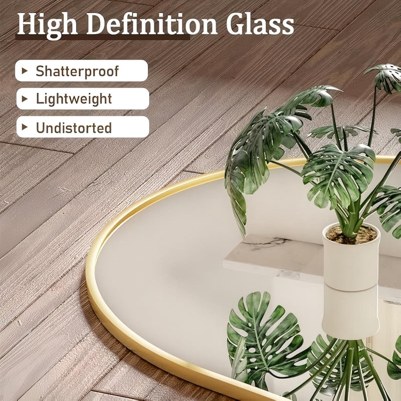 Mirrasia 76.3" x 34" Full Body Oversize Mirror Wall Mounted Arched Full Length Mirror, Gold
