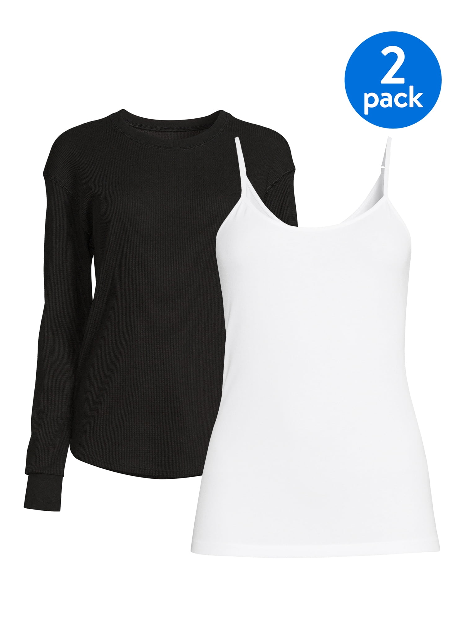 Time and Tru Women's Cami, Thermal Long Sleeve 3-Pack - Walmart.com