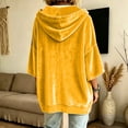 thumbnail image 4 of Textilo Velvet Sweaters for Women 3/4 Batwing Sleeve Drawstring Hoodies Hooded Solid Color Pullover Tops Loose Fit Y2k Lightweight 2026 Fall Winter Clothing,Yellow L, 4 of 6