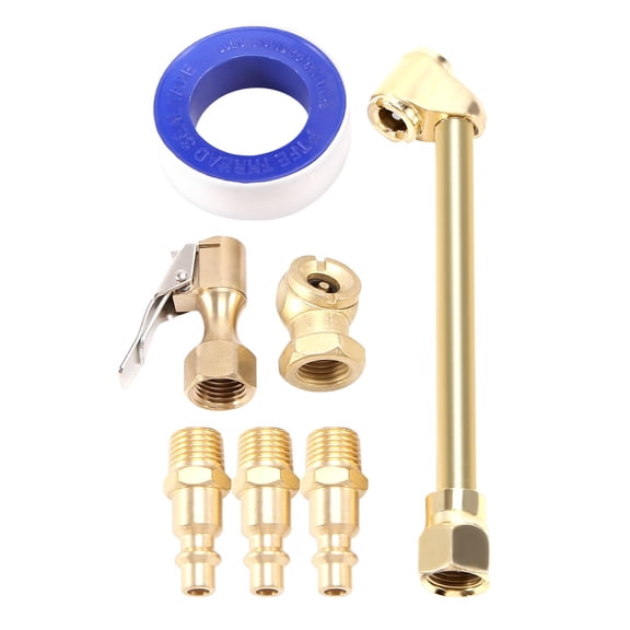 2025 New! 6PCS Brass Air Chuck Set,1/4 Inch Closed Ball & Female NPT Dual Head Flow Tire