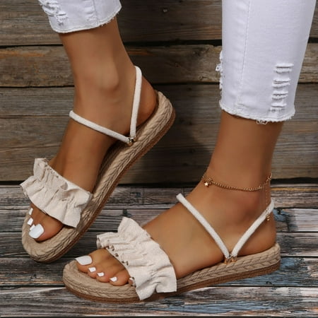

HIBRO Leisure Roman Style Flock Weave Women s Solid Color Summer Two Ways Non Slip Slip On Flat Beach Open Toe Breathable Sandals Shoes Slippers