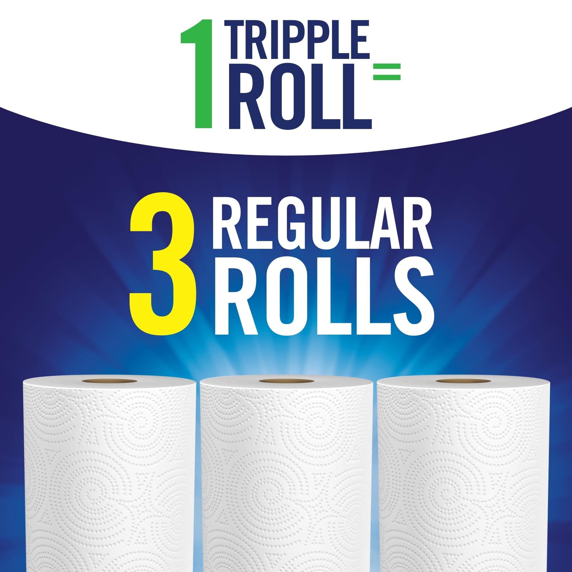 Sparkle Tear-a-Square Paper Towels, 6 Triple Rolls, White, Customizable Sheet Size Paper Towel (2 Pack)