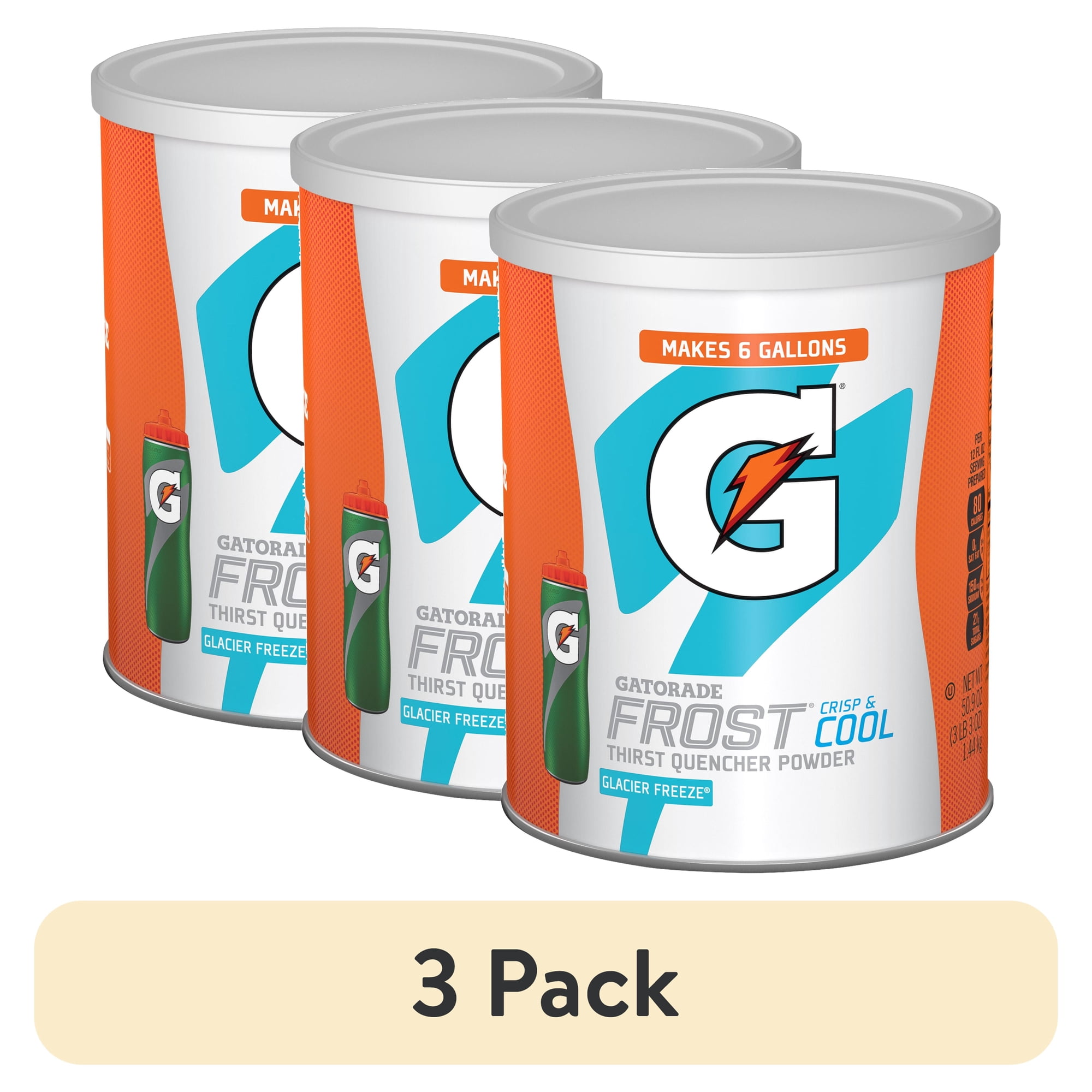 (3 pack) Gatorade Glacier Freeze Electrolyte Drink Mix Powder, 50.9 oz Canister for Rehydration