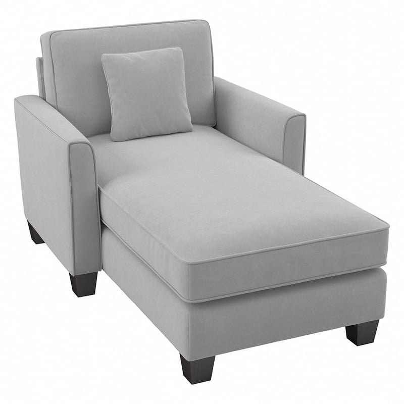 Flare Chaise Lounge with Arms in Light Gray Microsuede Fabric