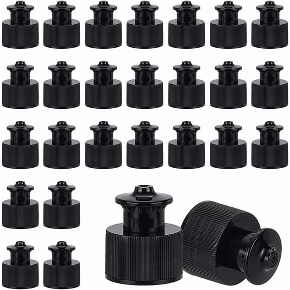 100Pcs 24/410 Black Plastic Push Pull Replacement Caps 24mm Inner Diameter Twisted Sport Bottle Lid 1x1.2 Inch Plastic Water Bottle Cap for Water Bottle Replacement Tops Sport Bottle Lid Black